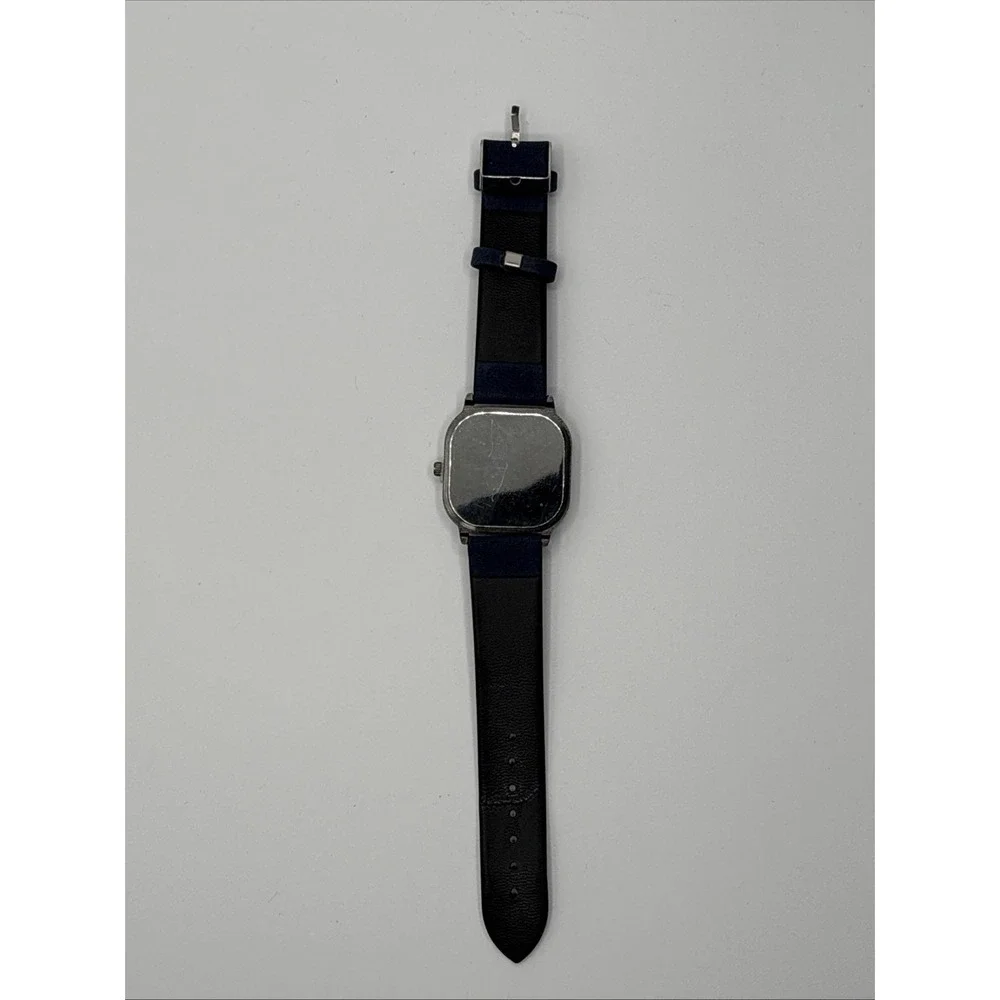 Geneva Quartz Men's Watch Square‎ With Navy Blue Band New Outside Box